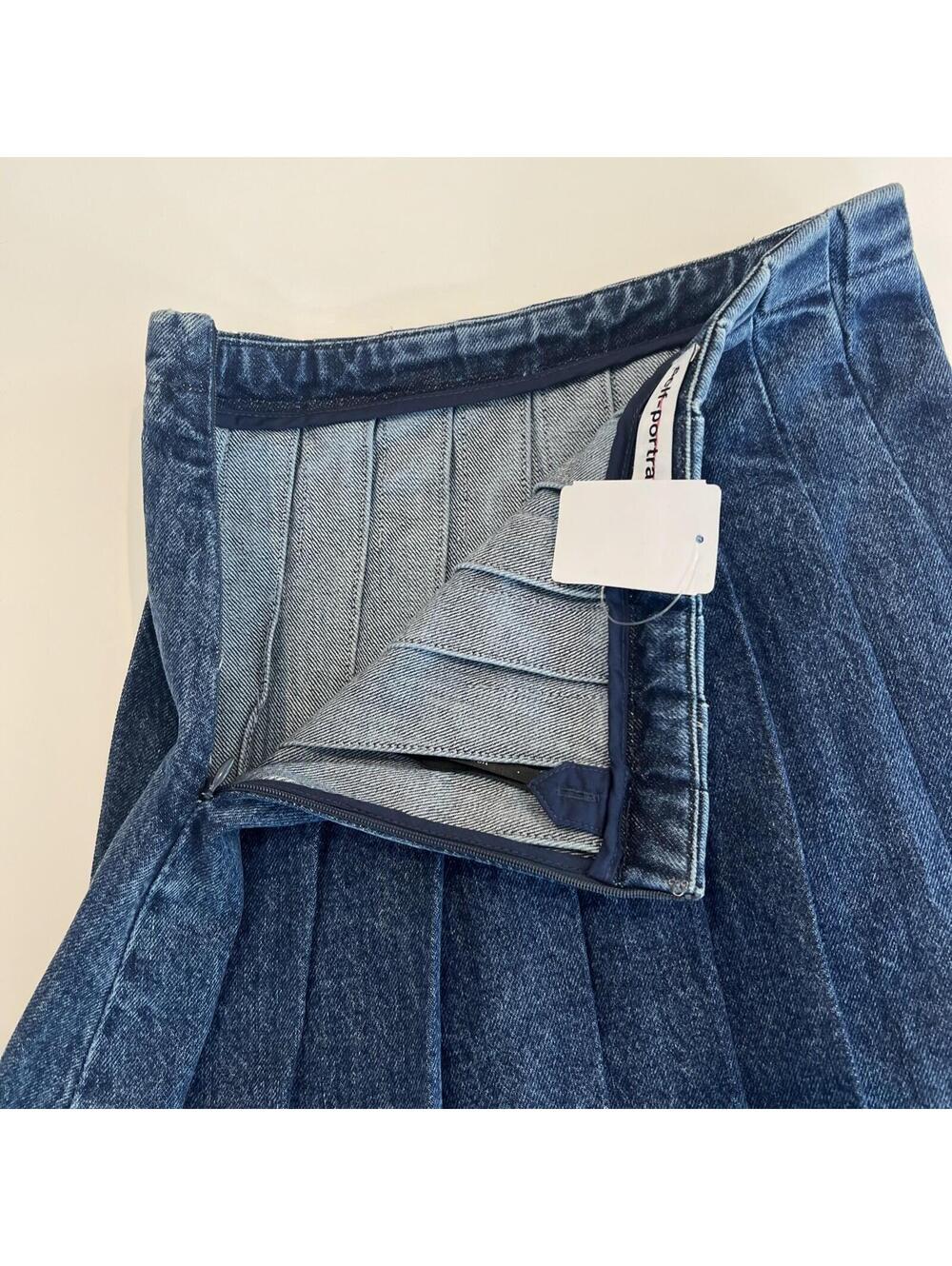 Self Portrait Denim Dark Wash Skirt Blue Size US 0 - Picture 8 of 8